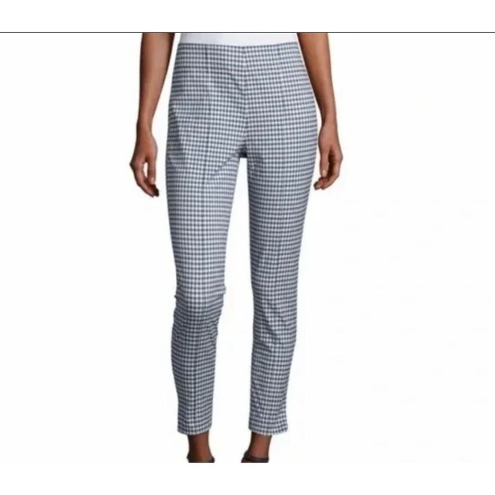 Veronica Beard Black And White Gingham Cropped Seam Front Pant 8